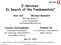 E-Services: In Search of the Fundamentals - ICS