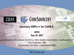 Sourcery VSIPL++ - MIT Lincoln Laboratory