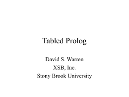 Tabled Prolog - The University of Texas at Dallas