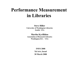 Performance Measurement in Libraries