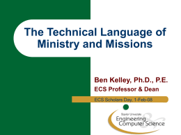 The Technical Language of Ministry and Missions