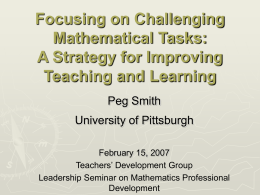 Focusing on Challenging Mathematical Tasks: A Strategy …