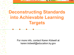 Deconstructing Standards into Achievable Learning …