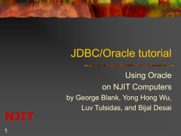 Oracle Tutorial PPT - New Jersey Institute of