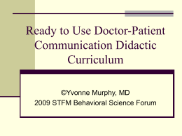 Ready to Use Doctor-Patient Communication Didactic …