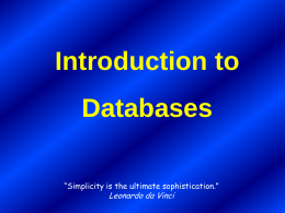 Introduction to Databases - University of Western Ontario