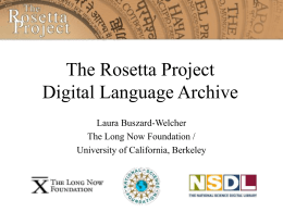 The Rosetta Project: ALL Language Archive and the Impact
