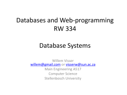 Databases and Web-programming RW 334 Database …
