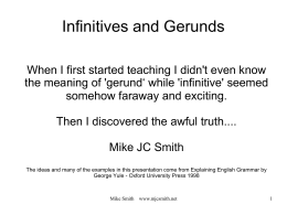 Infinitives and Gerunds