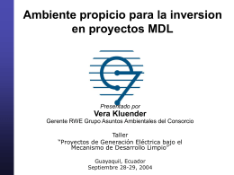 Ambiente propicio para la inversion en proyectos MDL