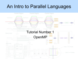 An Intro to Parallel Languages