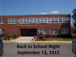 Back to School Night September 13, 2012