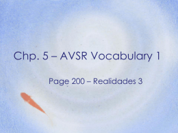 Chp. 5 – AVSR Vocabulary 1