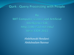 Qurk Database: Query Processing with People