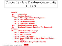 Chapter 18 - Java Database Connectivity (JDBC)