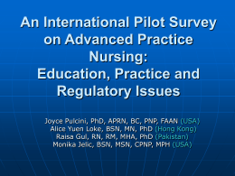 A Pilot Survey on Advanced Practice Nursing: Education