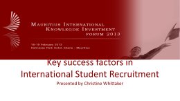 Key success factors in International Student Recruitment