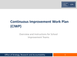 Continuous Improvement Work Plan (CIWP)