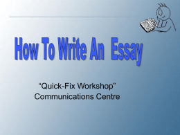 How To Write An Essay