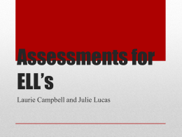 Assessments for ELL’s