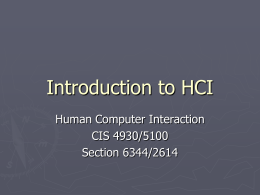 Introduction to HCI - University of Florida