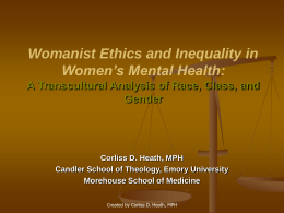 Womanist Ethics and Inequality in Women’s Mental …