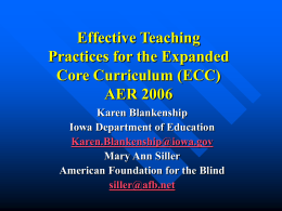 Effective Teaching Practices for the ECC AER 2007