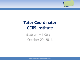 Tutor Coordinator CCRS Meeting