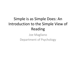 An Introduction to the Simple View of Reading
