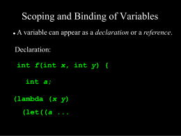 Scoping and Binding of Variables