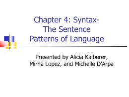 Chapter 4: Syntax- The Sentence Patterns of Language