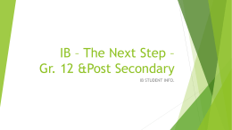 IB – The Next Step – Post Secondary