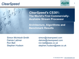 ClearSpeed's CSX600 - MIT Lincoln Laboratory