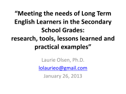 Meeting the needs of Long Term English Learners in the
