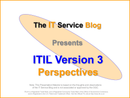 ITIL V3 Perspectives - ITIL Blog