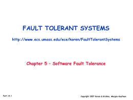 Part14: Chapter 5 - Software fault Tolerance I