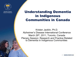 Understanding dementia in Indigenous communities in …
