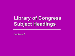 Library of Congress Subject Headings