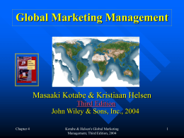 GLOBAL MARKETING MANAGEMENT by MASAAKI …