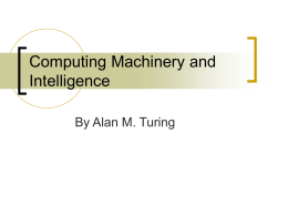 Computing Machinery and Intelligence