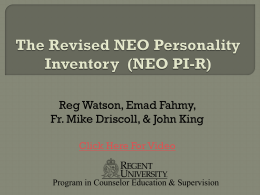 The Revised NEO Personality Inventory - NEO PI-R