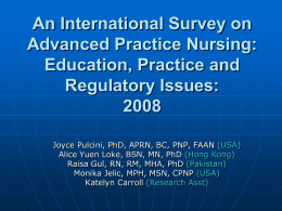 A Pilot Survey on Advanced Practice Nursing: Education