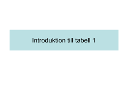 Introduktion till tabell 1 - Startsida