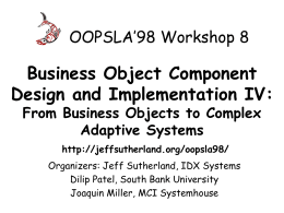 Business Object Component Architectures: A Target