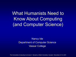 What Humanists Need to Know About Computing