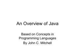 An Overview of Java - Columbus State University