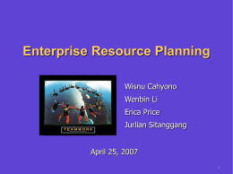 Enterprise Resource Planning April 25, 2007