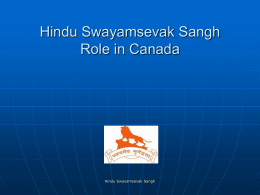 Hindu Swayamsevak Sangh A journey