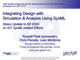 Integrating Design with Simulation & Analysis Using SysML