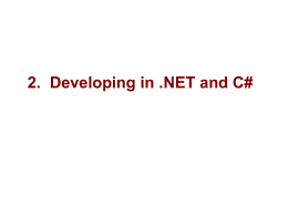 2. Developing in .NET and C#